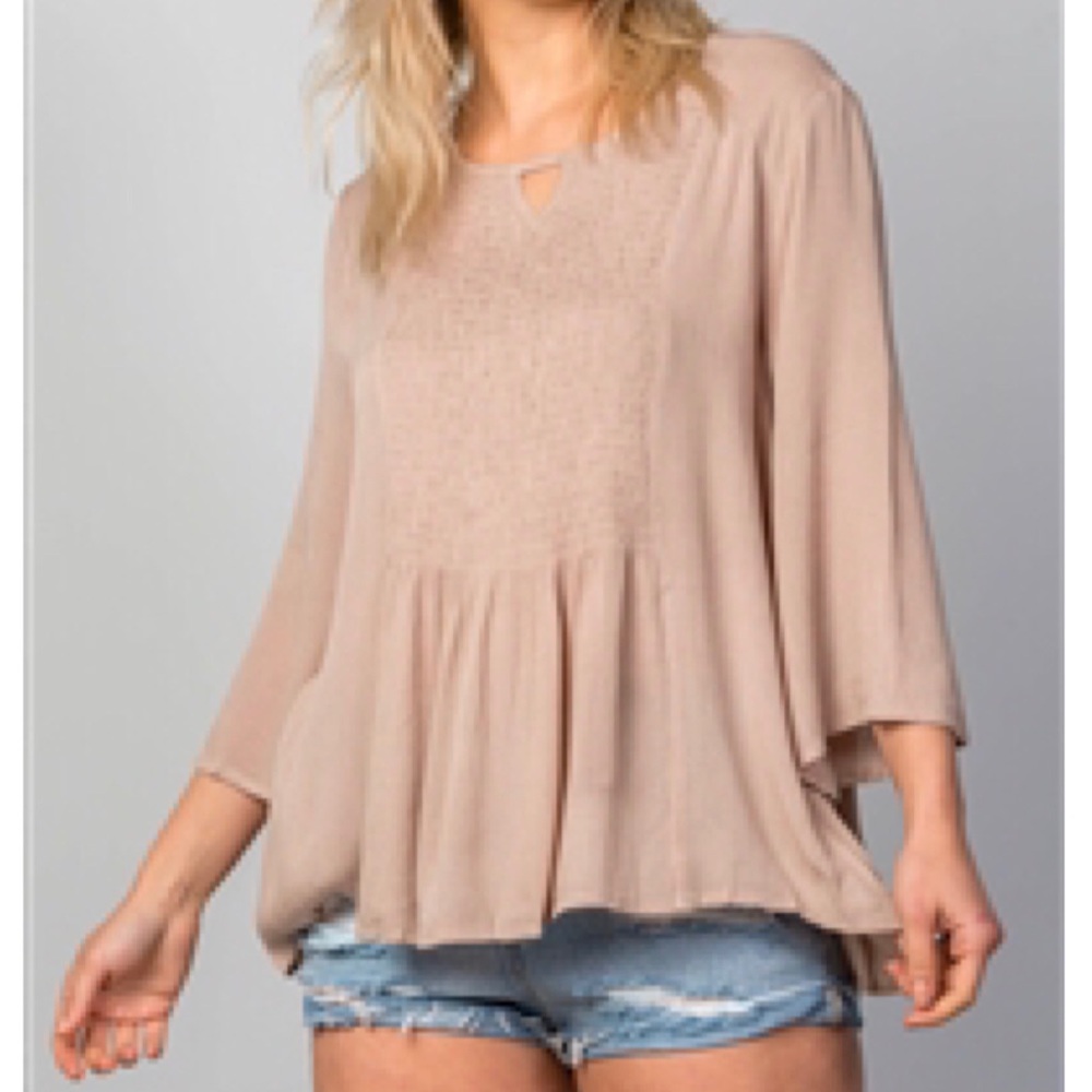 🔥SALES🔥PEASANT TAUPE TOP - Picture 4 of 4